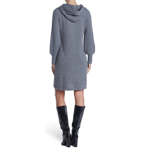 Eliza J Hunter Green Cable Knit Drawstring Hood Sweater Dress- New - Reemoly - Picture 14 of 15